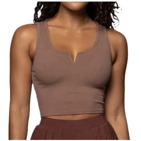 New Trendy Classic Summer Basic Long Neck Crop Tank Top - Image 3