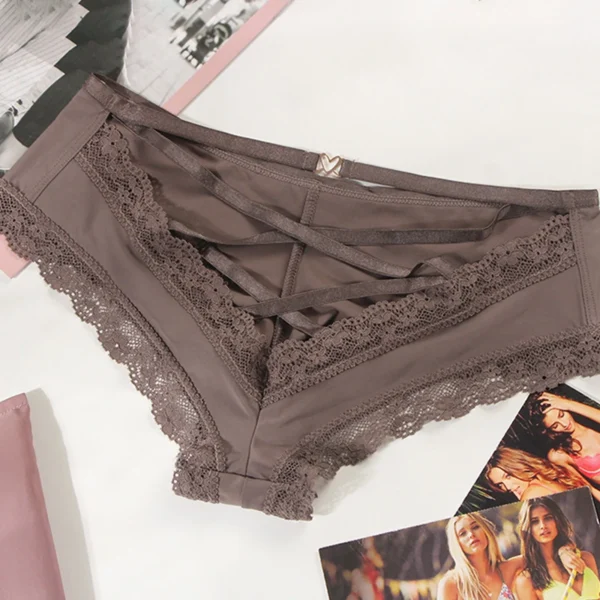 Covering Lace Briefs Thin Strip Tie Low Waist Sexy Panties - Image 6