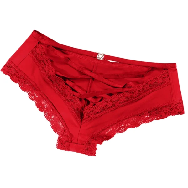 Covering Lace Briefs Thin Strip Tie Low Waist Sexy Panties - Image 9