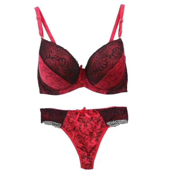 New Sexy Lingerie Embroidered Lace Bra Cup Underwear Set - Image 4