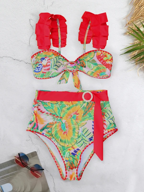 New Floral Low Waist  Brazilian Suits Beachwear Bikini Set - Image 8