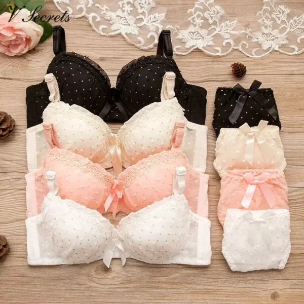 Sexy Low Wasit Adjustable Stripe French Dot Lingerie Underwear Set