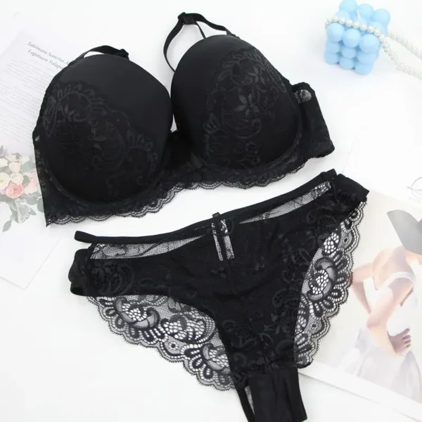 Very Elegant Hot And Sexy Lace Bow Floral Lingerie Underwear Set - Image 10