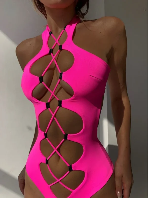 Very Sexy One Piece Solid Monokini Bandage Suit Swimwear - Image 12