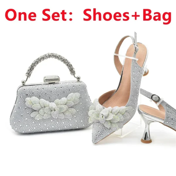 Luxury Rhinestones Italian Party High Heel Shoe and Bag Set - Image 10