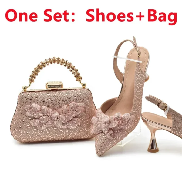 Luxury Rhinestones Italian Party High Heel Shoe and Bag Set - Image 11