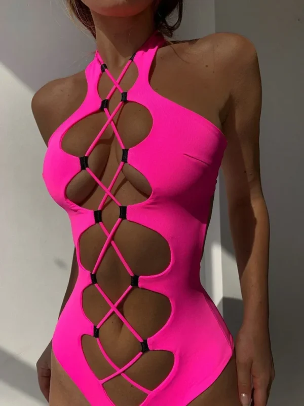 Very Sexy One Piece Solid Monokini Bandage Suit Swimwear - Image 6