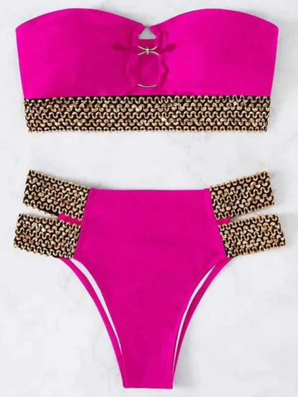 Sexy Two Pieces Strapless Bandeau Beachwear Bikini Set - Image 14