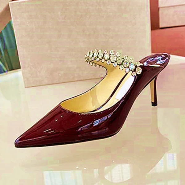 Brand New Rhinestone Pointed Leather Fashion High Heels Shoes - Image 14