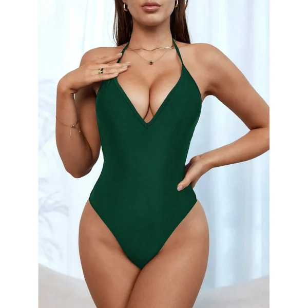 Sexy One Piece Female Swimwear With Halter Tie Backless Suit for Women - Image 12