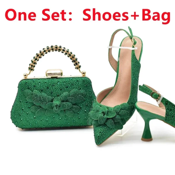 Luxury Rhinestones Italian Party High Heel Shoe and Bag Set - Image 9