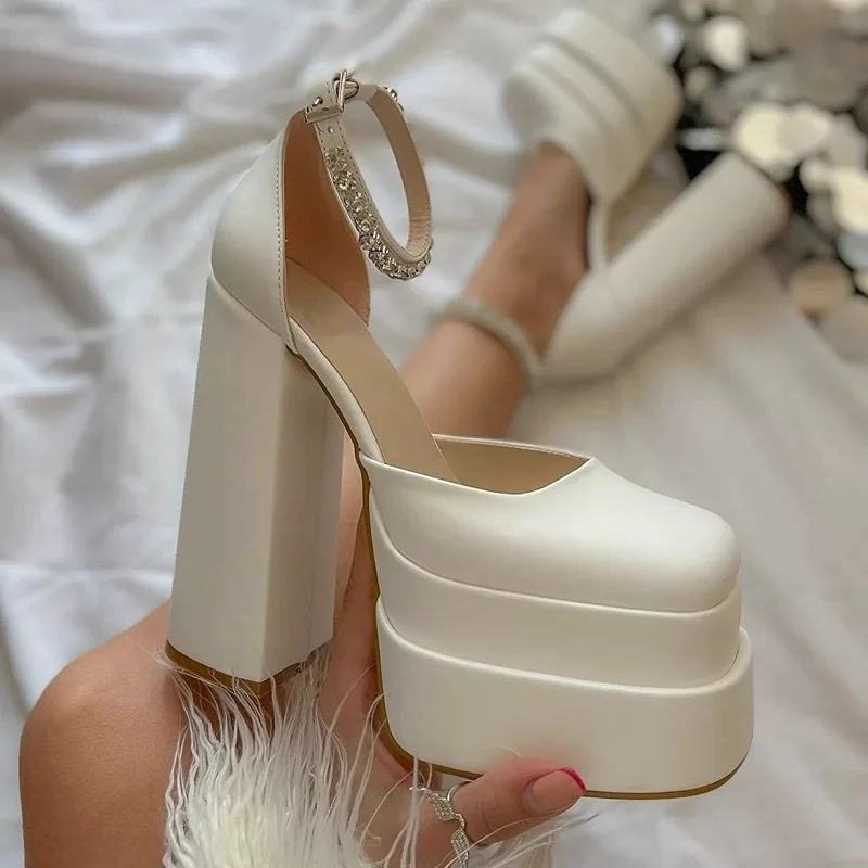 Sexy Crystal Mary Jane Fashion High Heel Wedding Party Shoe