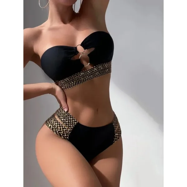 Sexy Two Pieces Strapless Bandeau Beachwear Bikini Set - Image 3