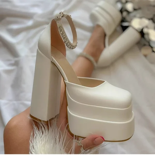 Sexy Crystal Mary Jane Fashion High Heel Wedding Party Shoe - Image 8