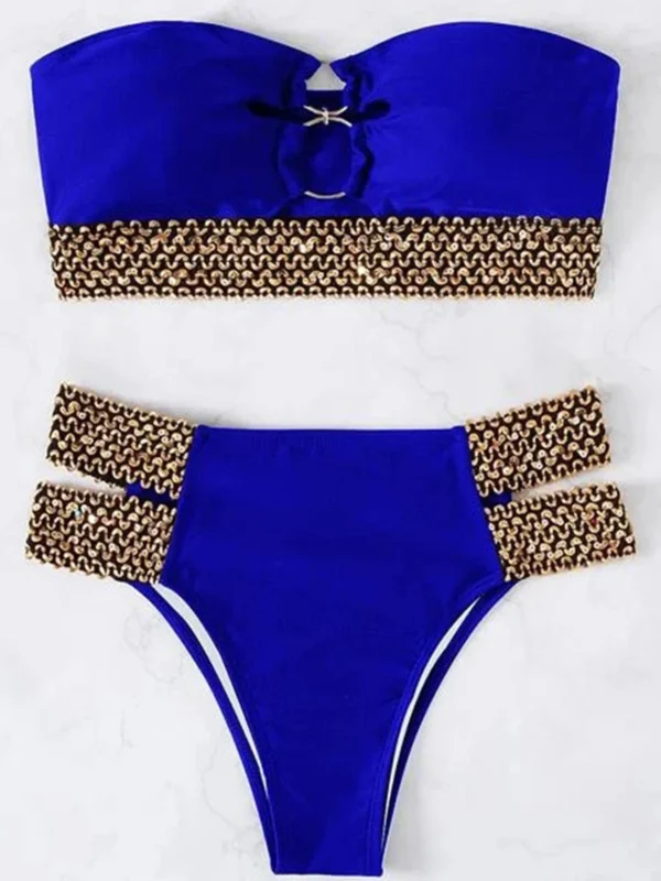 Sexy Two Pieces Strapless Bandeau Beachwear Bikini Set - Image 17