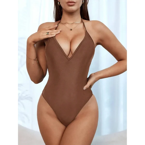 Sexy One Piece Female Swimwear With Halter Tie Backless Suit for Women - Image 8