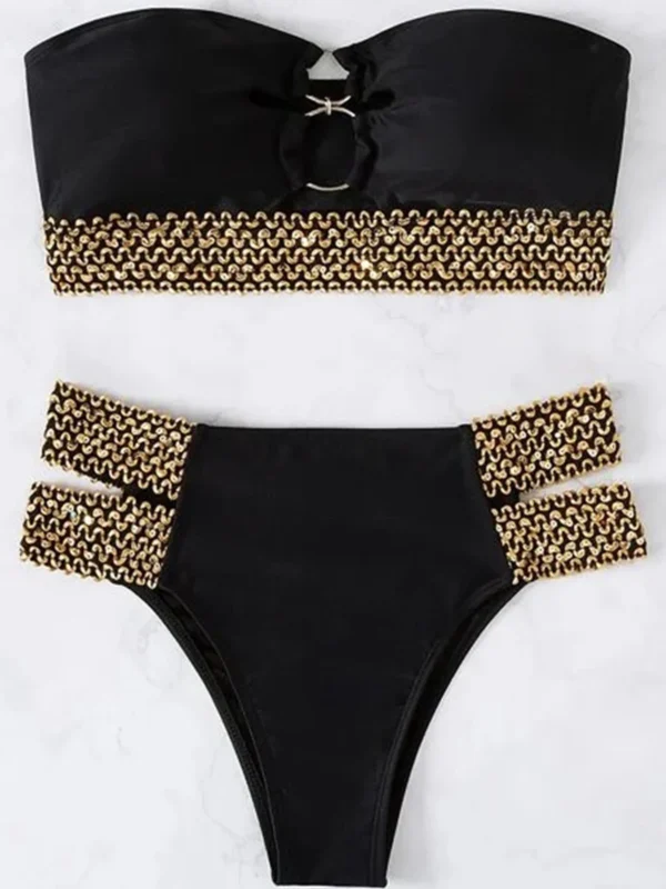 Sexy Two Pieces Strapless Bandeau Beachwear Bikini Set - Image 12