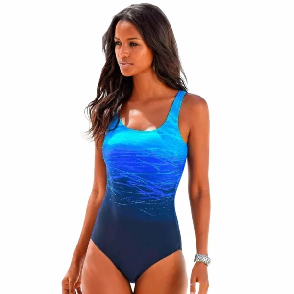 Sexy One Piece Push Up Gradient Print Beach Swimwear - Image 10