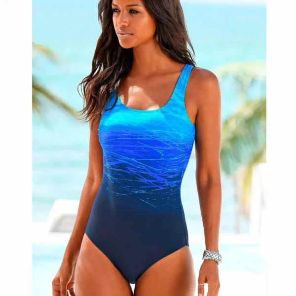 Sexy One Piece Push Up Gradient Print Beach Swimwear - Image 19